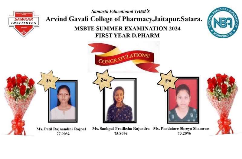 Rankers of F.Y. D.Pharm-MSBTE Summer Exam 23-24