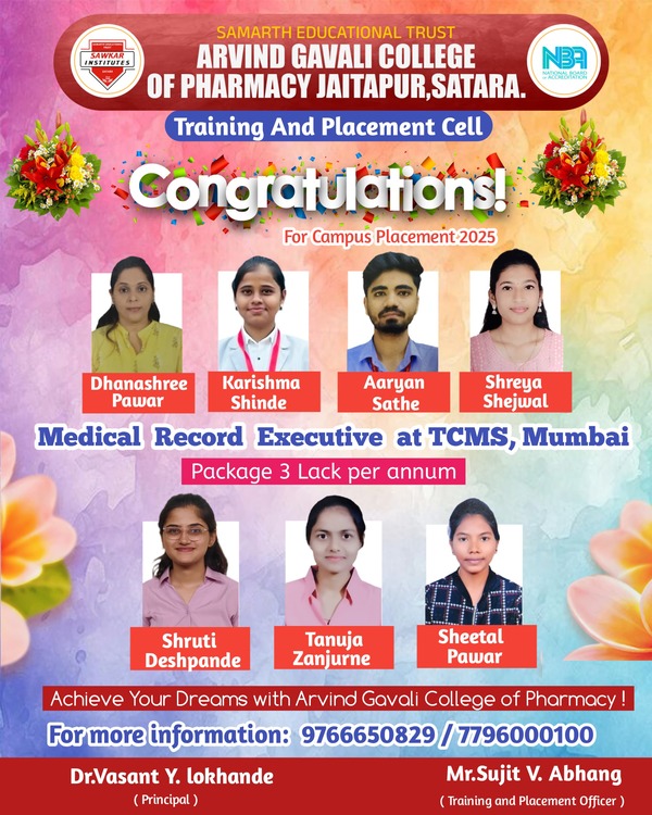 Congratulations for placement in TCMS, Mumbai 