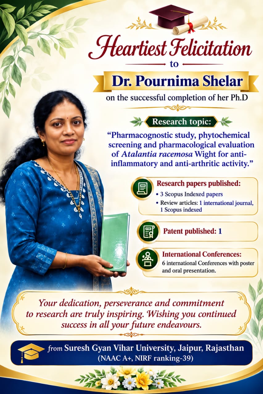 Congratulations to Dr. Pournima Shelar  on successfful completion of Ph.D.